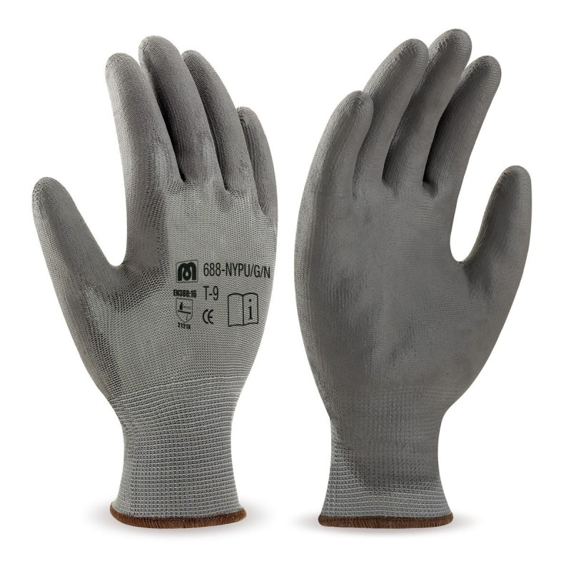 Guante Nylon Poliuretano Gris 688-Nypu/G/N - Pack de 12 pares