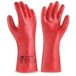 Guante De Pvc Estanco De 27 Cm. En Color Rojo Para Riesgos Mecánicos, Químicos Y Microorganismos - Pack de 12 pares